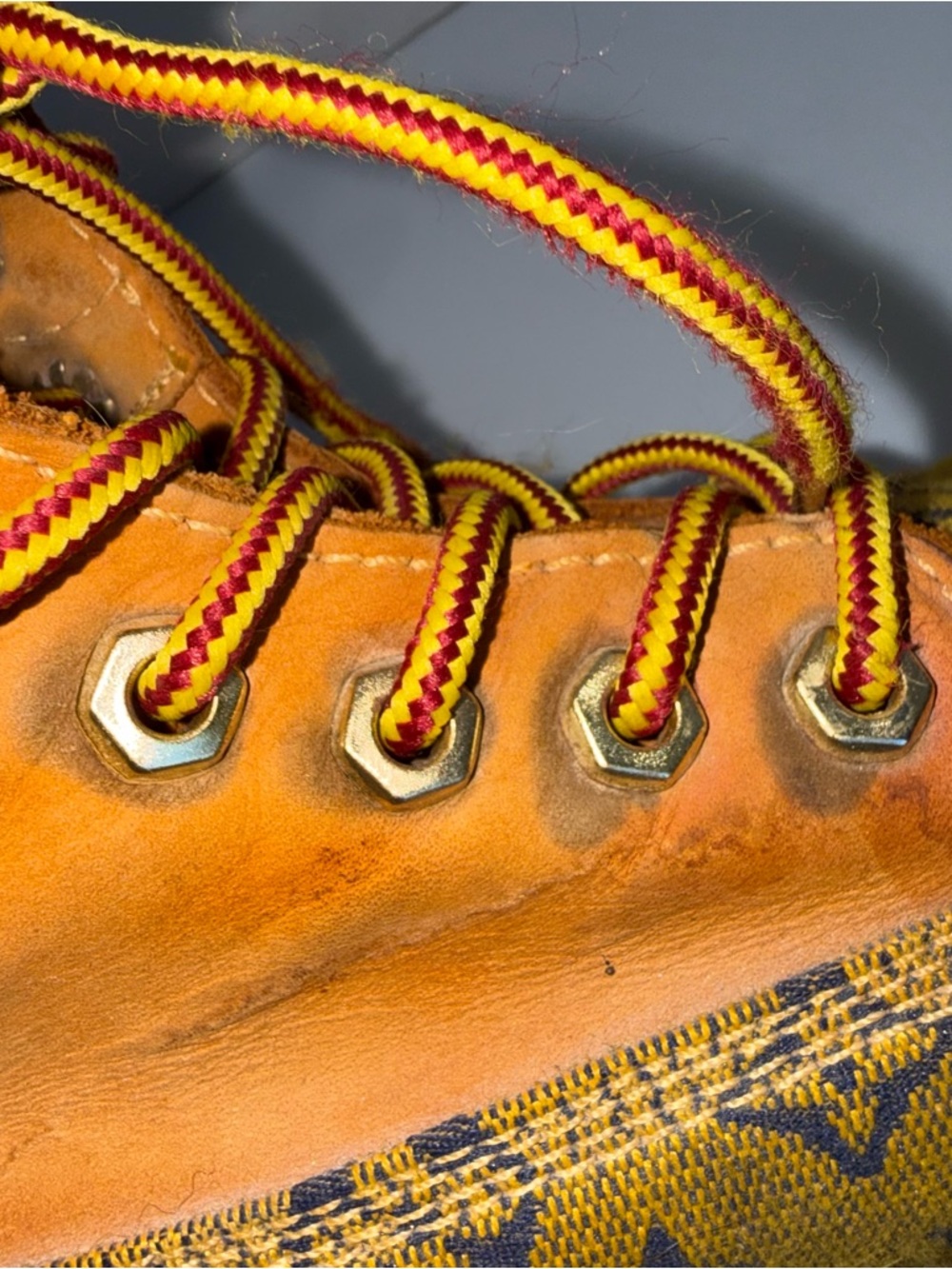 TIMBERLAND monogram collab leather high rise lace up streetwear boots 8M - Picture 6 of 9